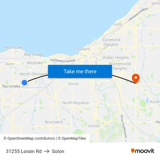 31255 Lorain Rd to Solon map