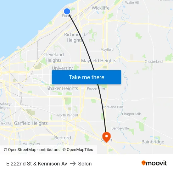 E 222nd St & Kennison Av to Solon map