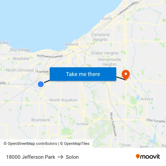 18000 Jefferson Park to Solon map