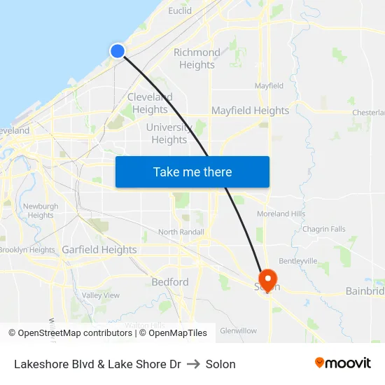 Lakeshore Blvd & Lake Shore Dr to Solon map