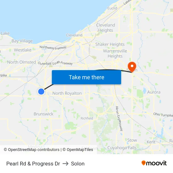 Pearl Rd & Progress Dr to Solon map