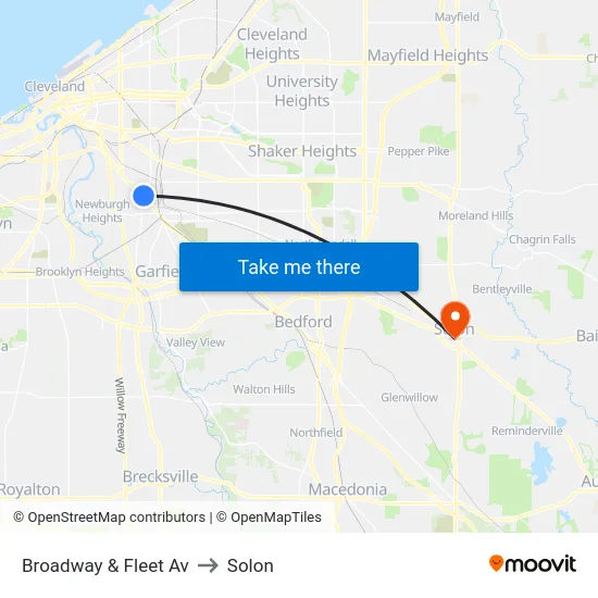 Broadway & Fleet Av to Solon map