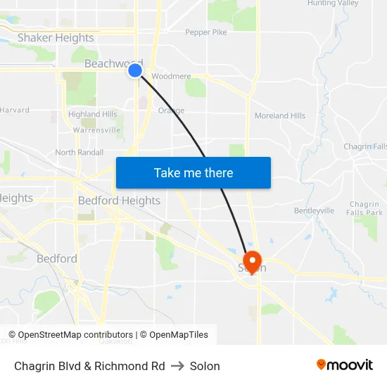 Chagrin Blvd & Richmond Rd to Solon map
