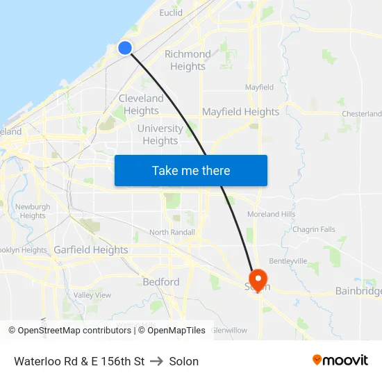 Waterloo Rd & E 156th St to Solon map