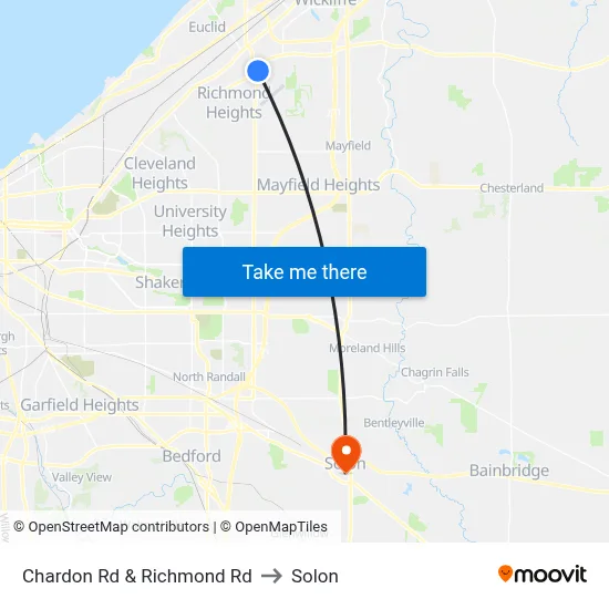 Chardon Rd & Richmond Rd to Solon map