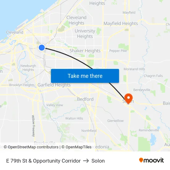 E 79th St & Opportunity Corridor to Solon map
