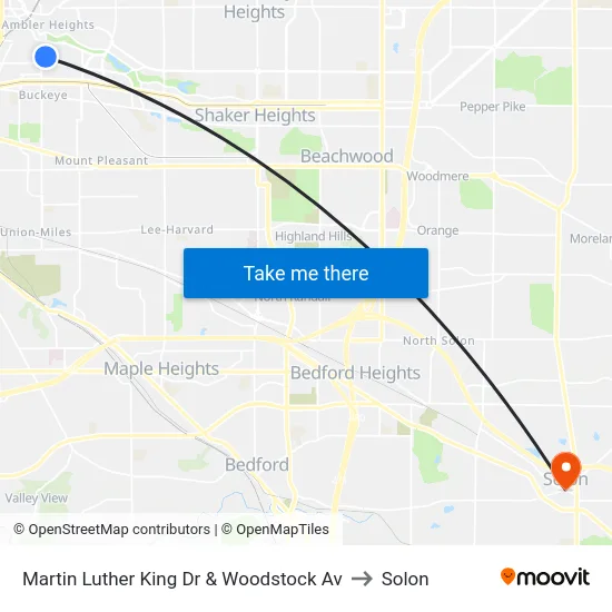 Martin Luther King Dr & Woodstock Av to Solon map