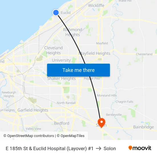 E 185th St & Euclid Hospital (Layover) #1 to Solon map