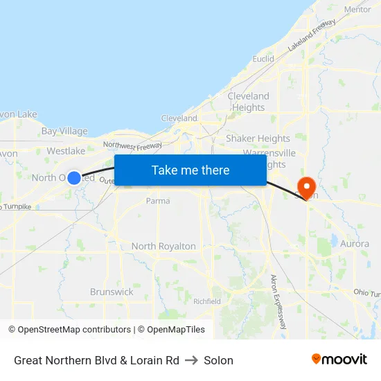 Great Northern Blvd & Lorain Rd to Solon map
