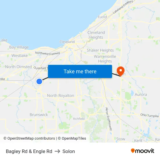 Bagley Rd & Engle Rd to Solon map