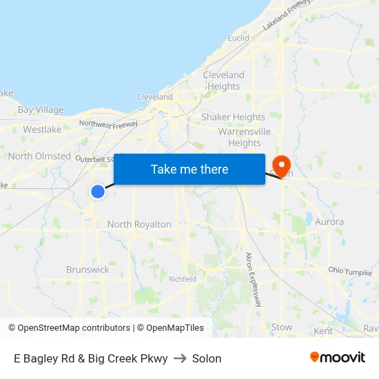 E Bagley Rd & Big Creek Pkwy to Solon map