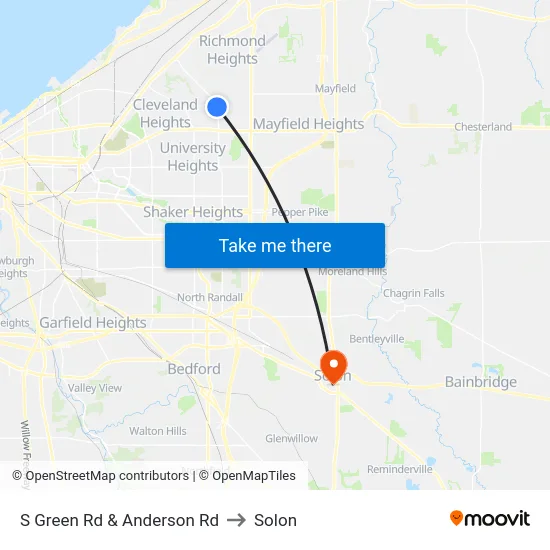 S Green Rd & Anderson Rd to Solon map