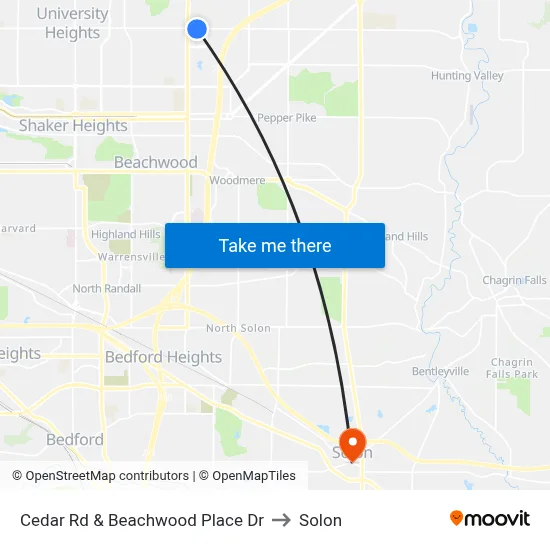 Cedar Rd & Beachwood Place Dr to Solon map