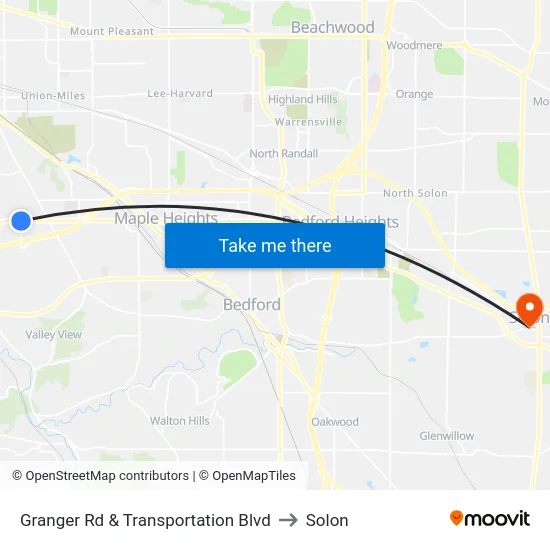 Granger Rd & Transportation Blvd to Solon map