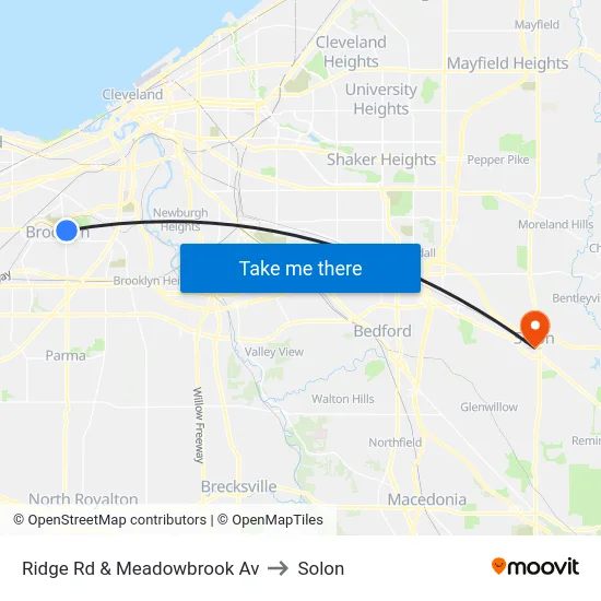 Ridge Rd & Meadowbrook Av to Solon map
