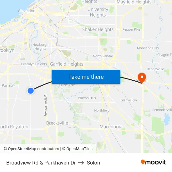 Broadview Rd & Parkhaven Dr to Solon map