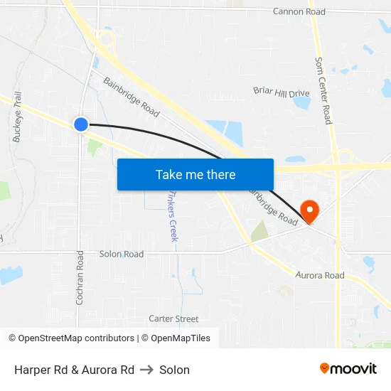Harper Rd & Aurora Rd to Solon map
