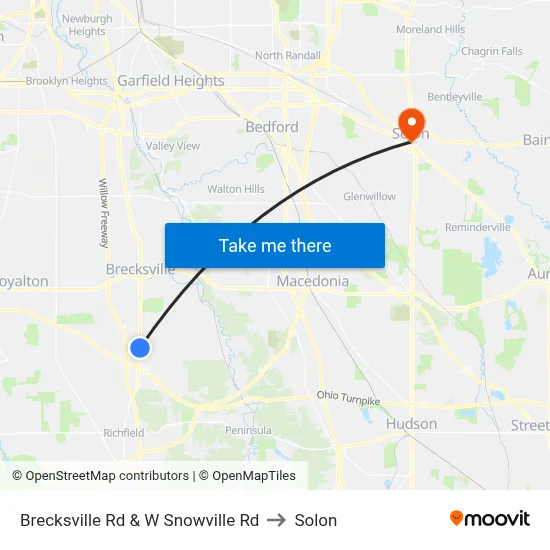 Brecksville Rd & W Snowville Rd to Solon map
