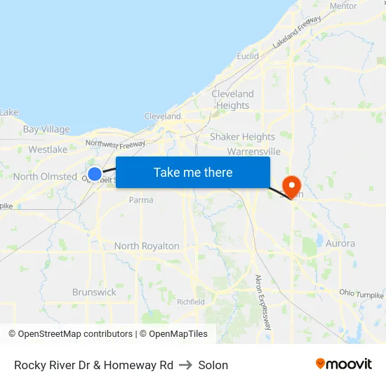 Rocky River Dr & Homeway Rd to Solon map