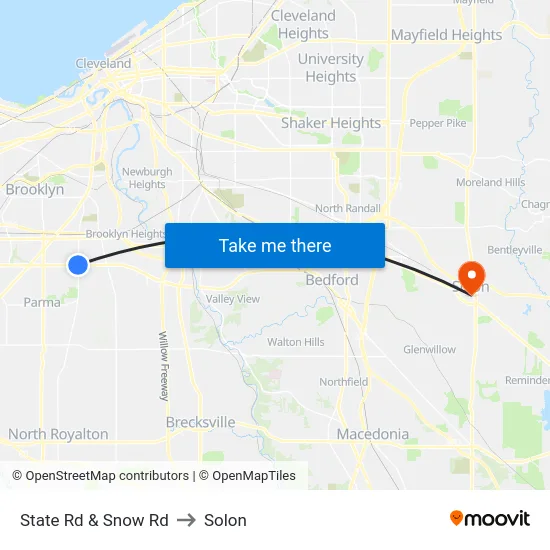 State Rd & Snow Rd to Solon map