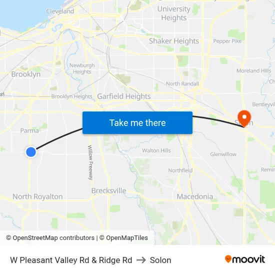 W Pleasant Valley Rd & Ridge Rd to Solon map