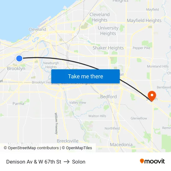 Denison Av & W 67th St to Solon map