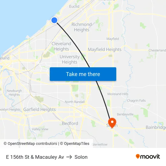 E 156th St & Macauley Av to Solon map