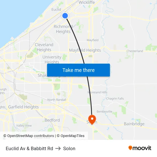 Euclid Av & Babbitt Rd to Solon map