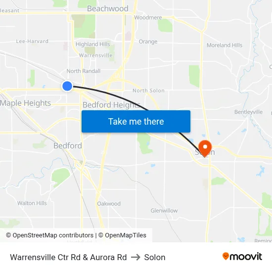 Warrensville Ctr Rd & Aurora Rd to Solon map