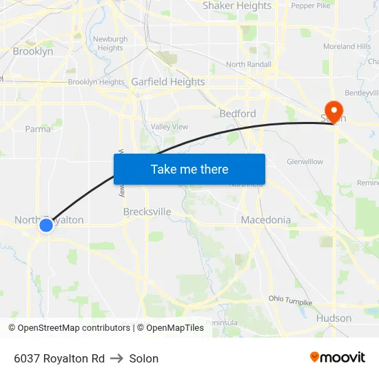 6037 Royalton Rd to Solon map
