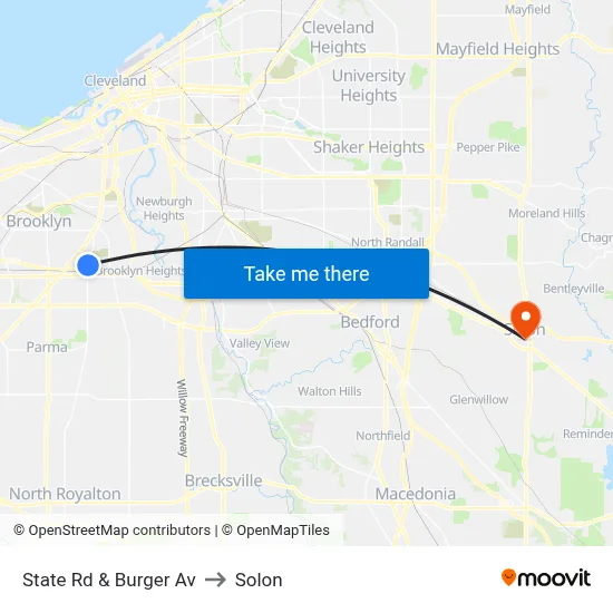 State Rd & Burger Av to Solon map