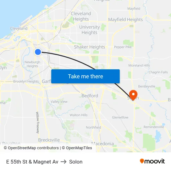E 55th St & Magnet Av to Solon map