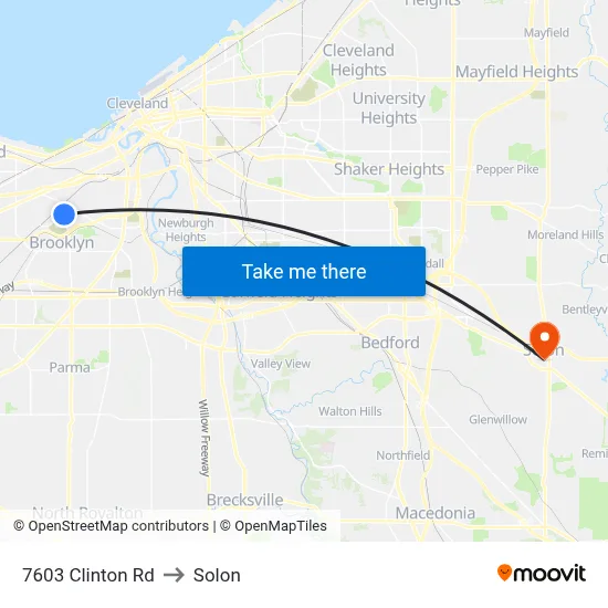 7603 Clinton Rd to Solon map
