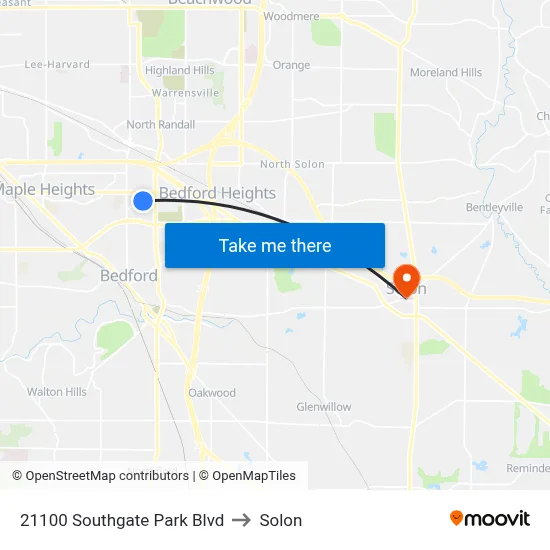 21100 Southgate Park Blvd to Solon map