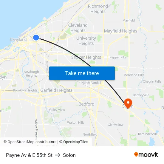 Payne Av & E 55th St to Solon map