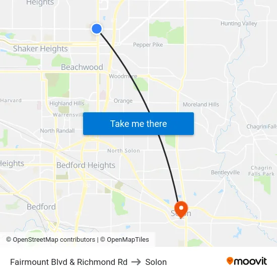 Fairmount Blvd & Richmond Rd to Solon map