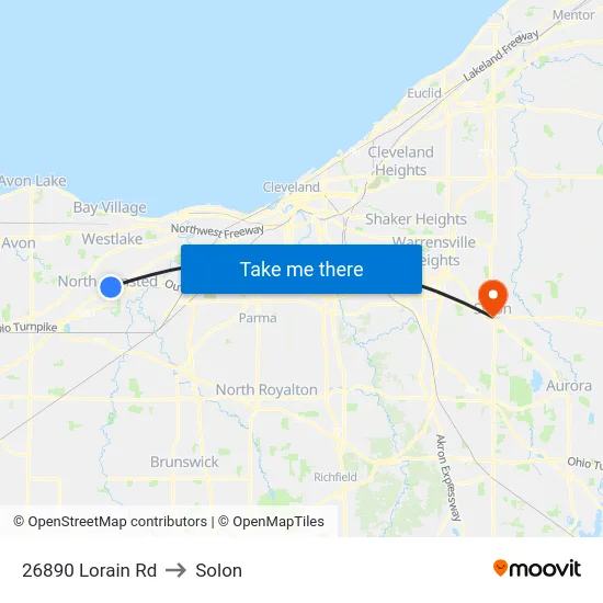 26890 Lorain Rd to Solon map