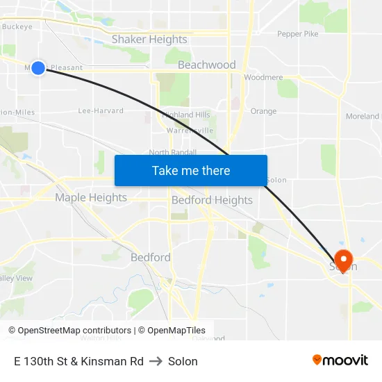 E 130th St & Kinsman Rd to Solon map