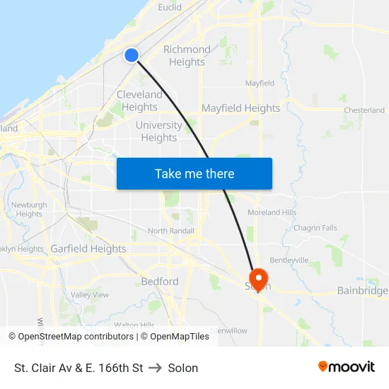 St. Clair Av & E. 166th St to Solon map