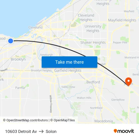10603 Detroit Av to Solon map
