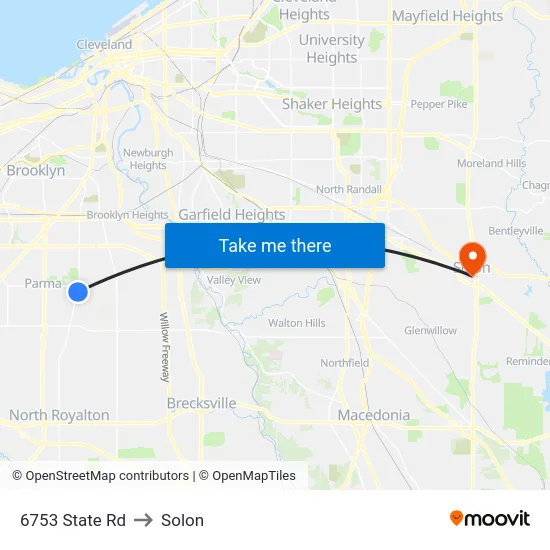 6753 State Rd to Solon map