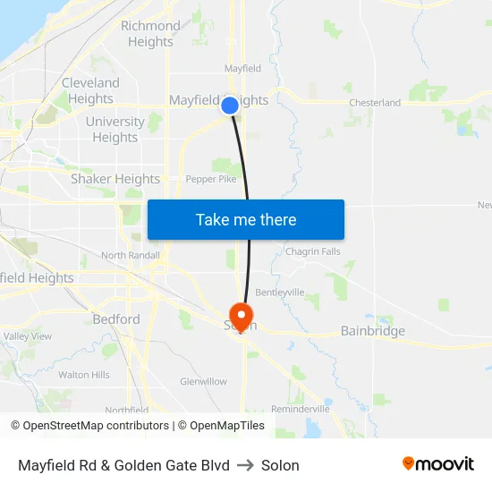 Mayfield Rd & Golden Gate Blvd to Solon map