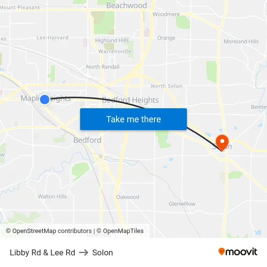 Libby Rd & Lee Rd to Solon map
