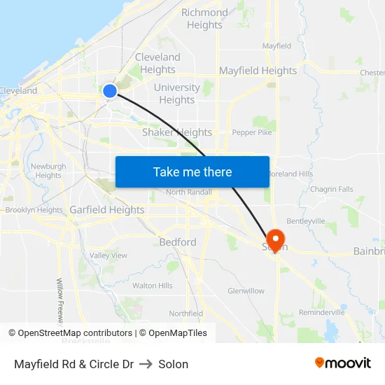 Mayfield Rd & Circle Dr to Solon map