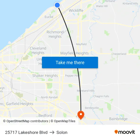 25717 Lakeshore Blvd to Solon map