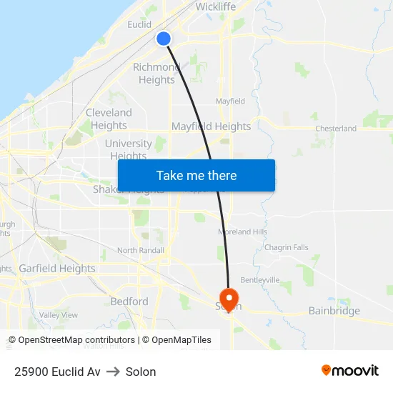 25900 Euclid Av to Solon map