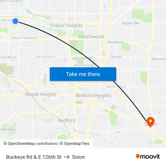 Buckeye Rd & E 126th St to Solon map