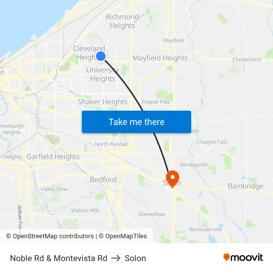 Noble Rd & Montevista Rd to Solon map