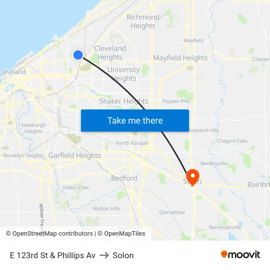 E 123rd St & Phillips Av to Solon map