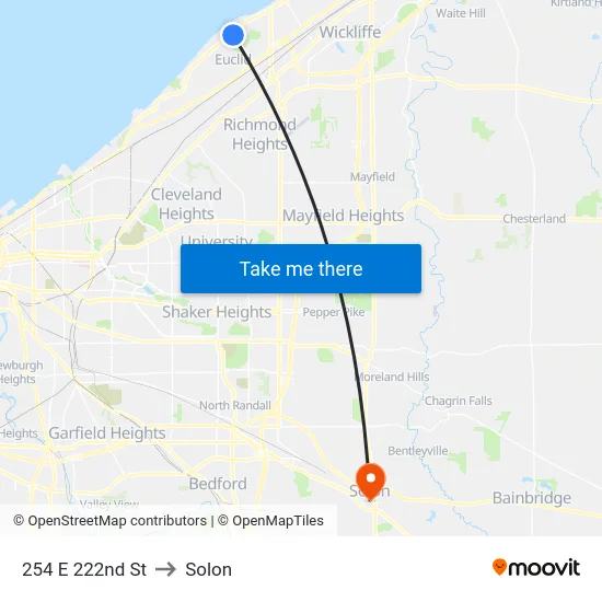 254 E 222nd St to Solon map